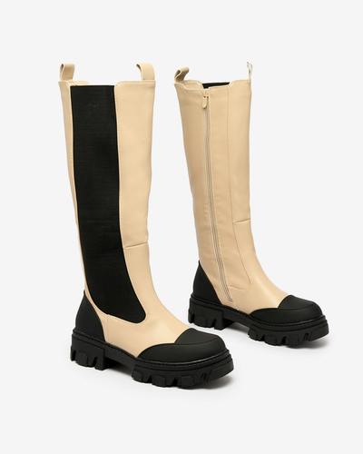 Royalfashion Beige women's mid-calf boots Blyss