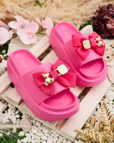 Royalfashion Women's rubber flip-flops with decorative bow Apis