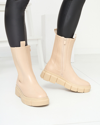 Women's platform boots in beige Couell- Footwear