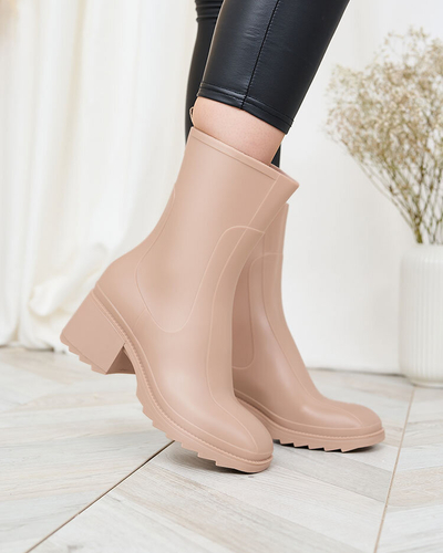 Royalfashion Бежевые матовые женские сапоги-веллингтоны а'ля Tentiris