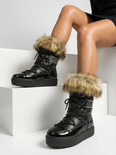 Royalfashion Черные ботинки-слипы a'la snow boots for women Gomllo