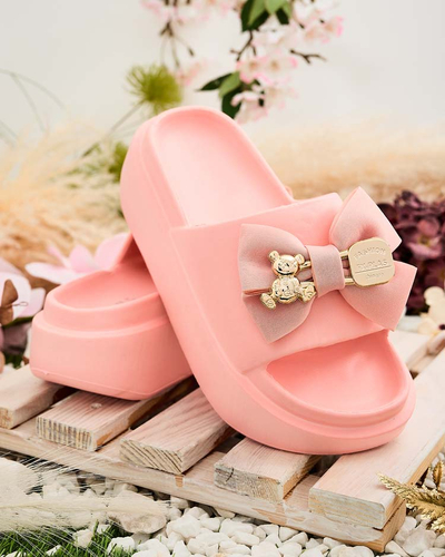 Royalfashion Women's rubber flip-flops with decorative bow Apis