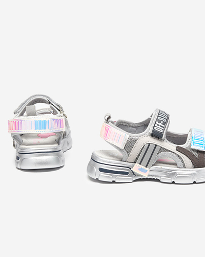 Gray girls' sandals with holographic inserts from Heilol - Footwear