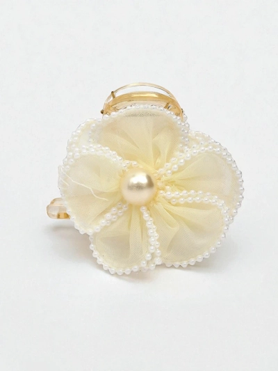 Royalfashion Hair Clip with Pearls and Tulle Flower