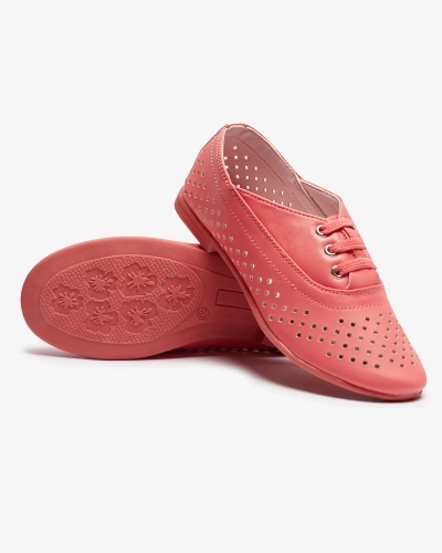 Pink children's openwork moccasins Janno- Footwear