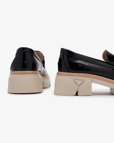 Lacquered black moccasins with colored stones Sarix - Footwear