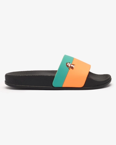 Royalfashion Rohelis-oranžid naiste kummist flip-flops Lierigs