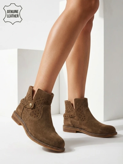 Ažuursed naturaalsest nahast naiste poolsaapad Unimi