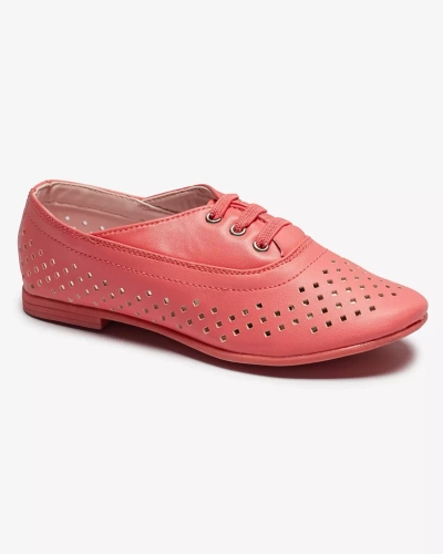 Pink children's openwork moccasins Janno- Footwear