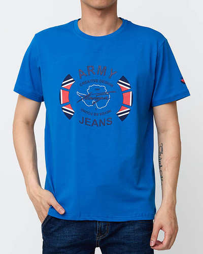 Light blue men's printed t-shirt - Clothing