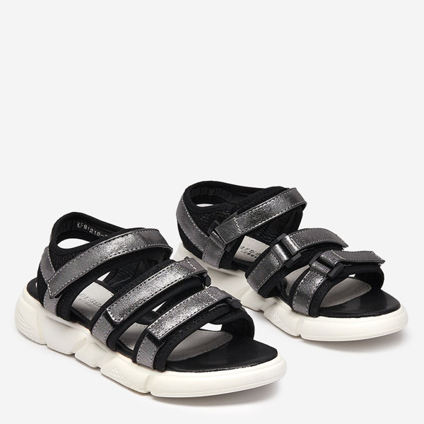 Girls 'sandals fastened with Velcro in graphite Mumin - Footwear