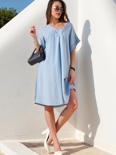 Royalfashion Простая женская туника, напоминающая джинсовое платье