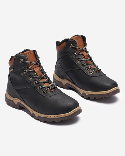 Poritsu karusnahaga seotud mustad naiste matkasaapad - Jalatsid