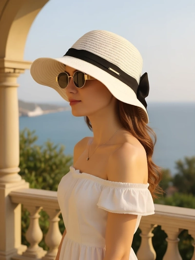 Royalfashion Women's straw hat Belle Ribbon