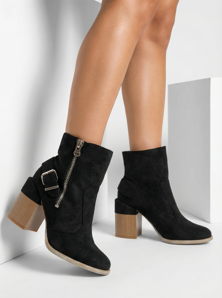 Royalfashion Mustad öko-suedist naiste kõrged stilettasaapad Acimra