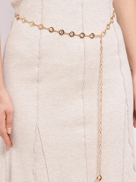 Aurelia Bella Donna - women's metal belt with crystals, gold 115 cm