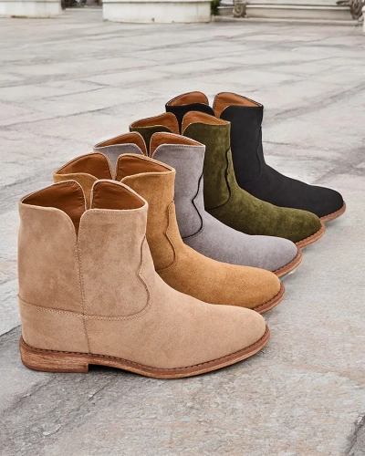 Royalfashion Cowboy-style boots on a covered wedge Blueston