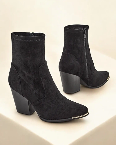 Royalfashion Eko-suede women's boots on a stiletto heel Gris