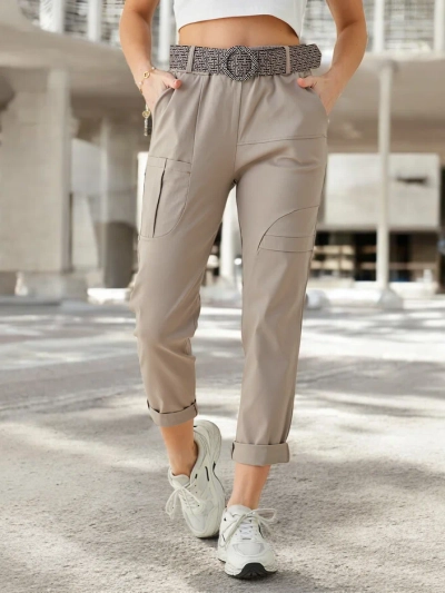 Royalfashion Women's viscose trousers with a belt