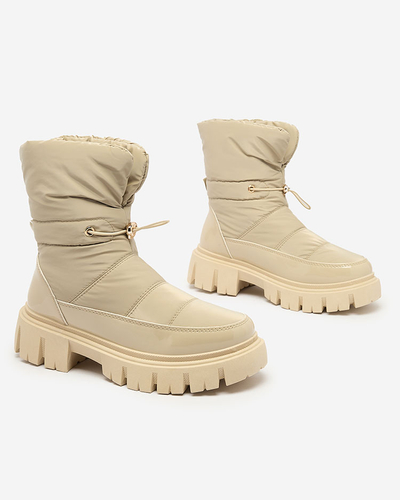 Royalfashion Women's slip-on snow boots in light brown color Sadella