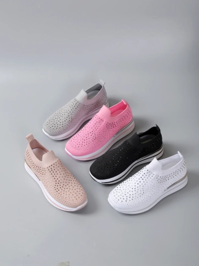 Royalfashion Women's sports slip-on shoes with rhinestones Ceromie