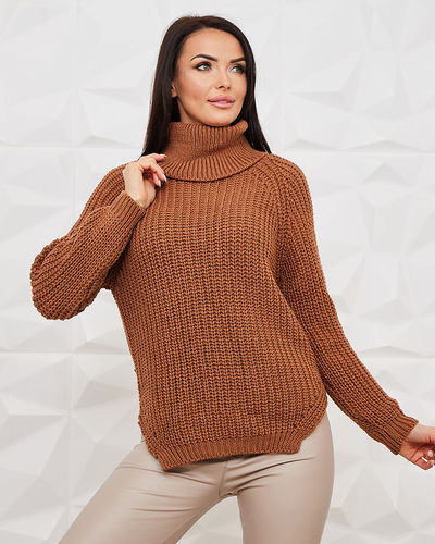 Royalfashion Camel naiste turtleneck kampsun