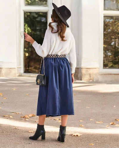 Royalfashion Women's corduroy midi skirt