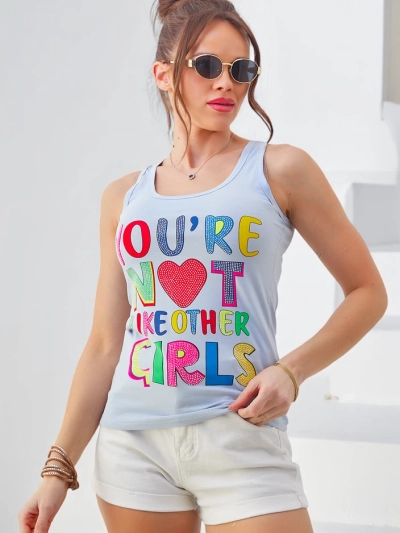 Royalfashion Naiste puuvillane tank top rihmade ja trükistega