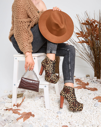 Royalfashion Beežid naiste kõrged stiletto saapad leopardimustriga Seficone