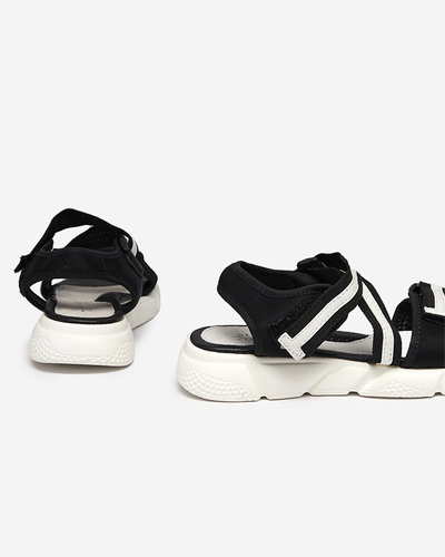 Mustvalged laste sandaalid kinnituvad Velcro Modis - Shoes