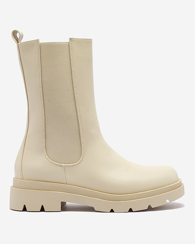 Royalfashion Beige women's high boots with flat heel Vedesa