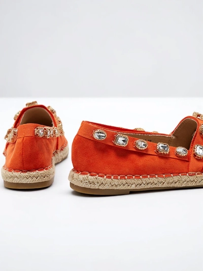 Oranžid naiste espadrillid Wamba kristallidega - Jalatsid