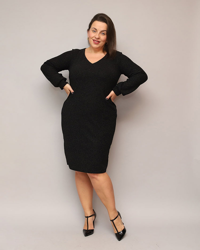 Royalfashion Glittery naiste kleit enne põlve must PLUS SIZE