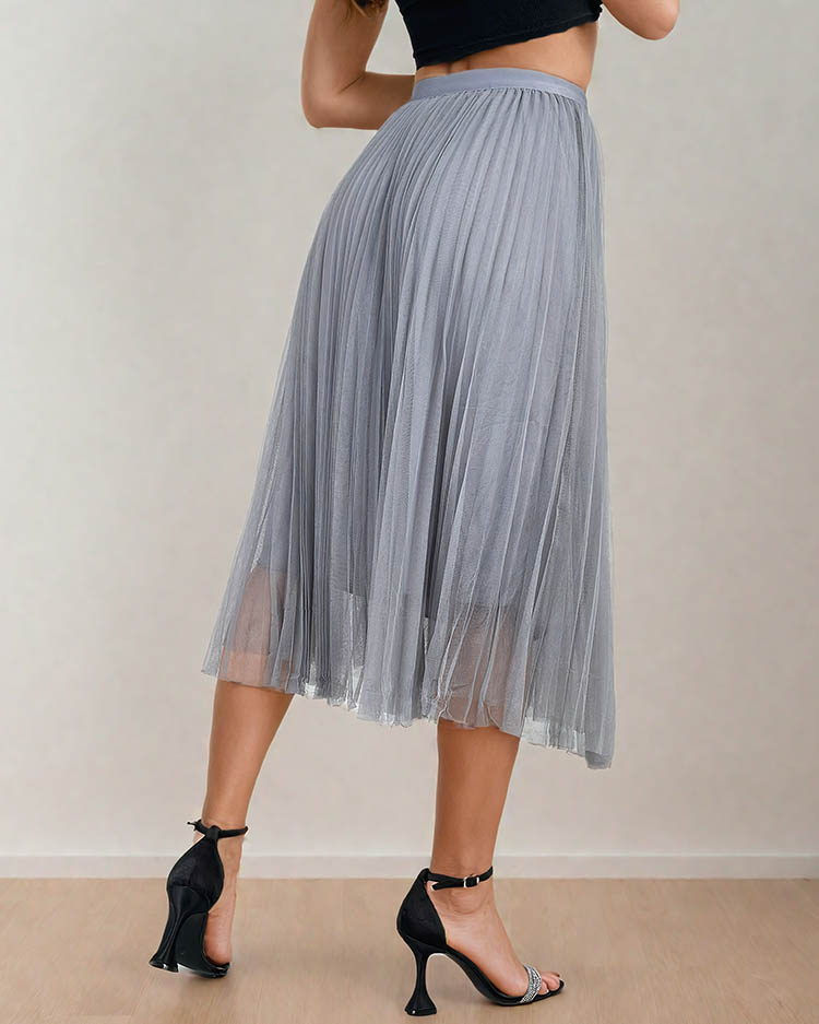 Royalfashion Women's double-layered midi skirt
