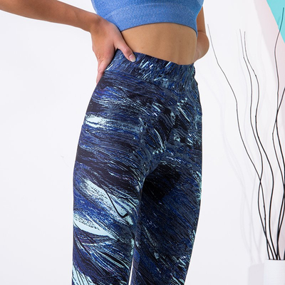 Blue patterned women's leggings PLUS SIZE - Clothing