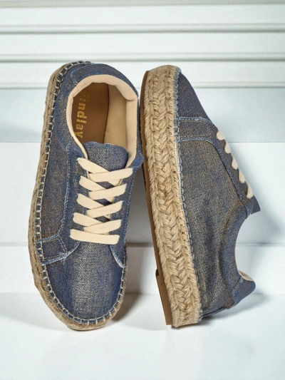 Aurelia Denim Espadrilles – women's flat heel fabric sneakers