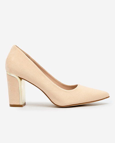 Royalfashion Beige women's eco suede post pumps Afrogosa