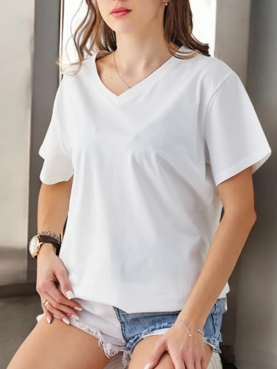 Royalfashion Women's Cotton Casual T-Shirt with V-Neck
