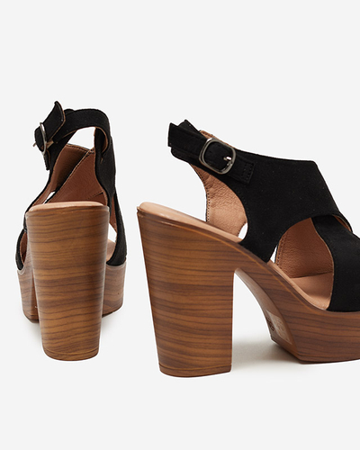 Mustad naiste sandaalid kõrgel postil Inga - Jalatsid