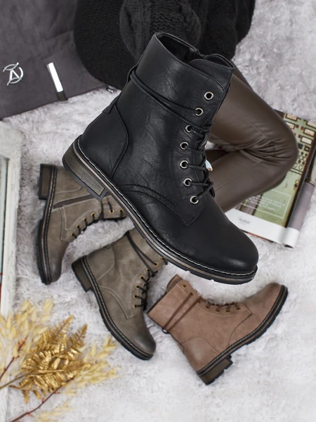 Eco-leather laced women's ankle boots Ravonna