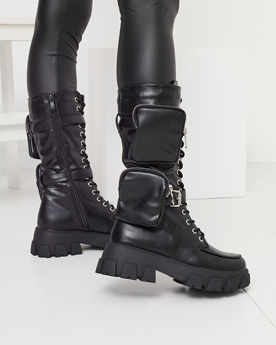 Черные рабочие ботинки с декоративными саше на голенищах Sello- Footwear