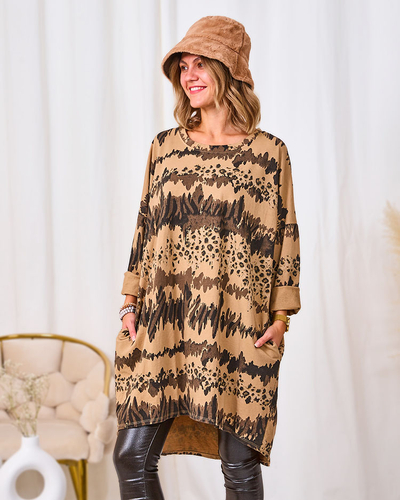 Royalfashion Mustriline naiste helepruun kleit