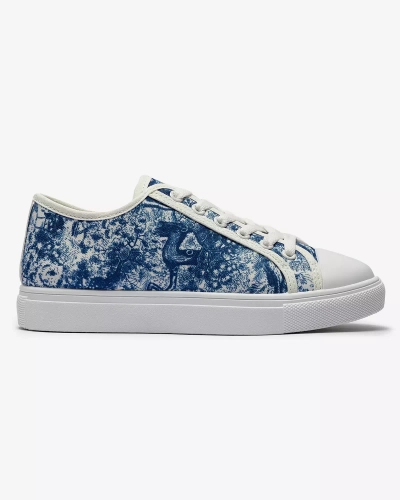 OUTLET Blue and white women's sneakers with print Denoll- Footwear