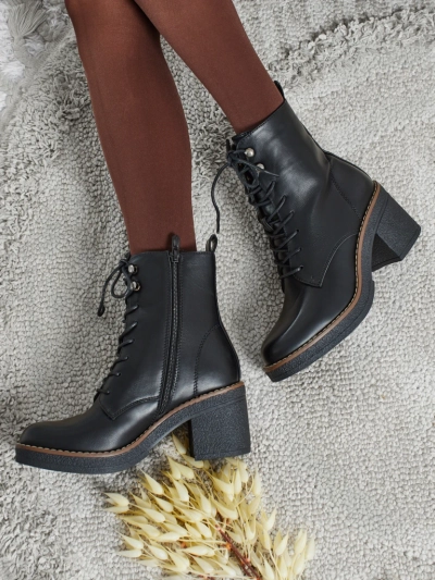 Women's eco-leather heeled ankle boots Zeltra