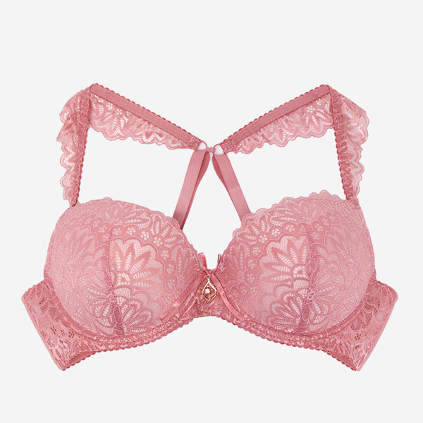 Women's bra with lace in dark pink color - Underwear