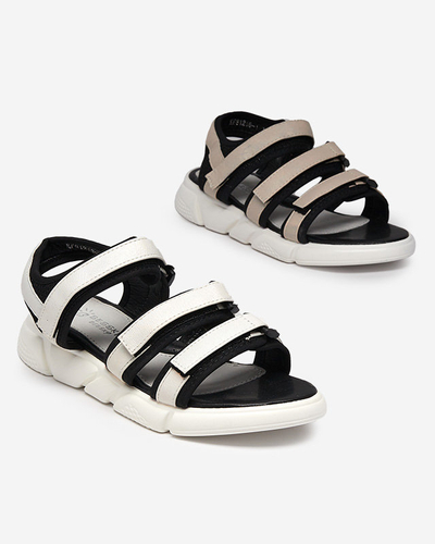 Girls' sandals fastened with Velcro in white Mumin-Shoes