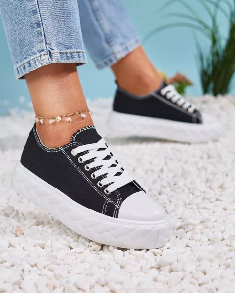 Royalfashion Черные женские кроссовки на платформе Merija