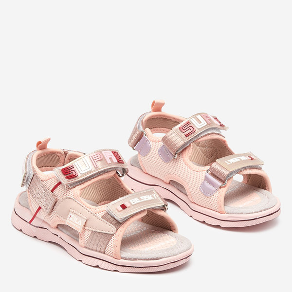Pink children's sandals with patches Netiks - Footwear
