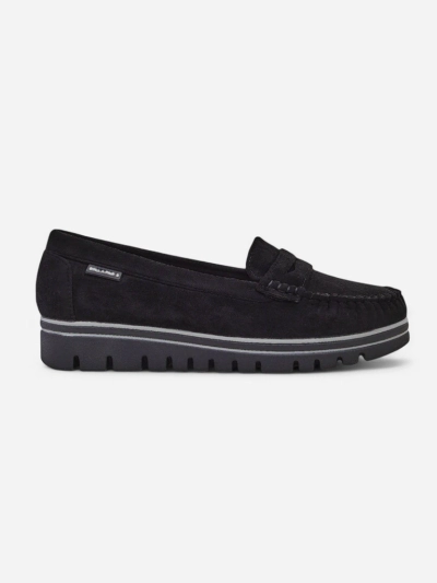 Sabella Black Faux Leather Moccasins