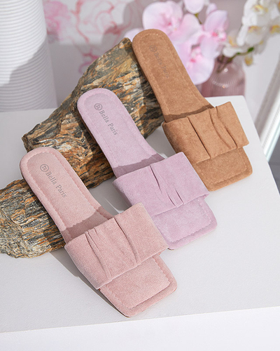 Women's purple eco-suede flat sandals Nesico - Footwear